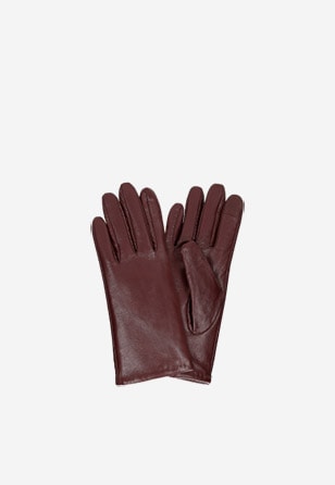 Bordovo krásne dámske rukavice z odolnej lícovej kože 98118-55