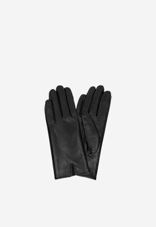 Czarne skórzane rękawiczki damskie z podszewką antybakteryjną 98115-51