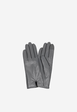 Dámské kožené rukavice v hladkém šedém designu 98115-50