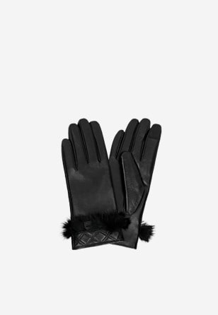 Elegantné dámske rukavice na zimu s kožušinovým lemovaním 98120-81