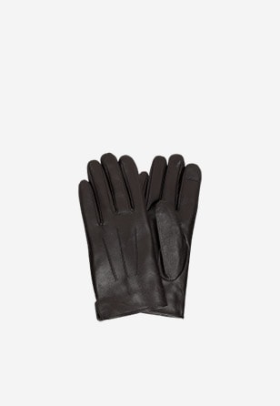 Brązowe rękawiczki męskie ze skóry licowej 98117-52