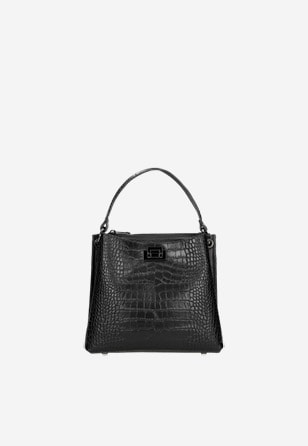 Praktická kožená dámska kabelka v čiernej farbe