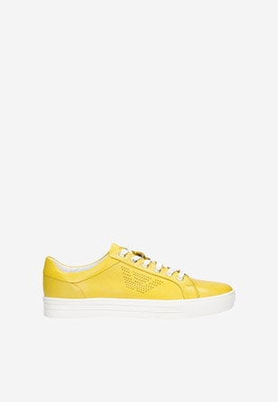 Kožené dámske sneakersy v žltom farebnom prevedení 46084-58