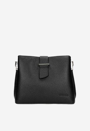 Černá kožená dámská kabelka se stříbrnými detaily 80121-51