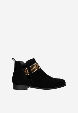 Černé dámské kotníkové boty z velurové kůže 55097-61