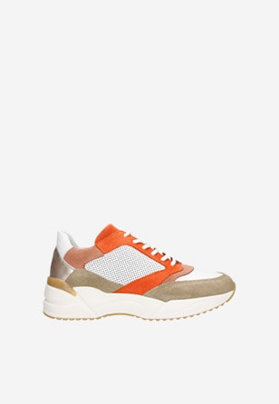 Sneakersy damskie w kolorze biało-pomarańczowym 46099-74