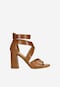 Sandały damskie na słupku w kolorze brązowym 76050-53