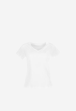 Basic dámské tričko v bílé barvě s krátkým rukávem 98006-89