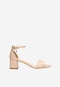 Kožené dámské sandály na podpatku v nude barvě 76051-54