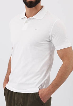 Biała bawełniana koszulka męska polo  98008-89