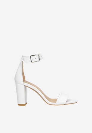 Elegantné biele kožené dámske sandále na leto 76028-59
