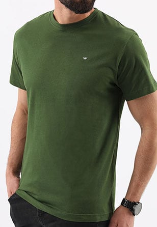Zelené pánské tričko s kulatým výstřihem 98010-87