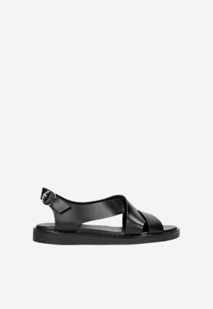 Pohodlné černé dámské sandály z hladké kůže