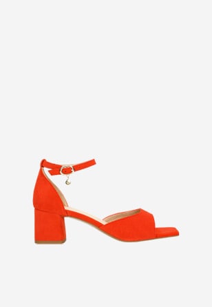 Výrazné korálové dámské sandály z velurové kůže 76072-65