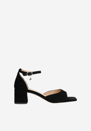 Elegantní černé dámské sandály z velurové kůže 76072-61