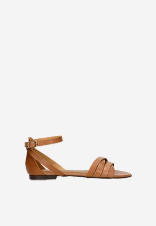 Štýlové dámske sandále z hnedej lícovej kože 76015-53