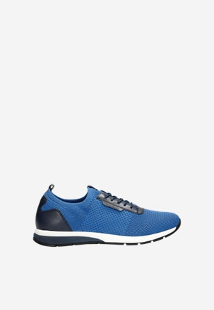Niebieskie sneakersy męskie z łączonych materiałów 10086-87