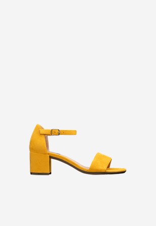 WJS żółte sandały damskie na niskim obcasie WJS74013-68
