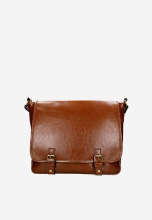 Hnedá pánska kožená taška s lesklým efektom 80145-52