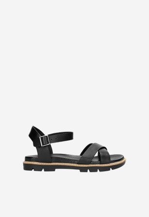 Černé dámské sandály z kvalitní hladké kůže 76036-51
