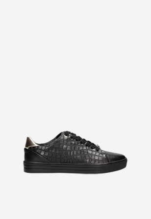 Černé dámské sneakers s imitací krokodýlí kůže 46086-51