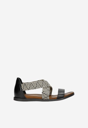 Černé kožené dámské sandály s etno vzorem
