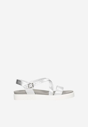 Stříbrné dámské sandály z kvalitní hladké kůže 76014-59