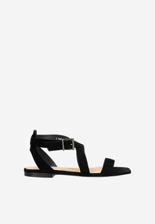 Elegantní dámské sandály z černé velurové kůže 76068-61