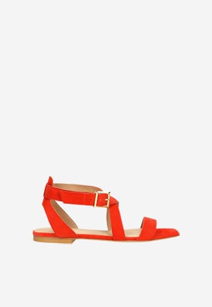 Elegantní dámské sandály z červené velurové kůže 76068-65