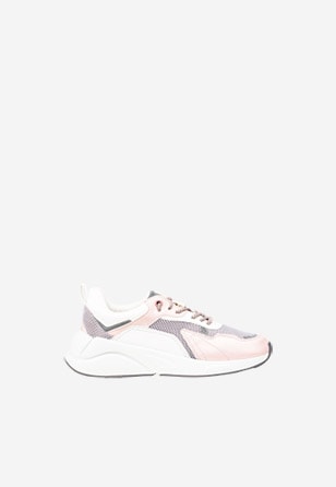WJS biało-różowe sneakersy damskie na grubej podeszwie WJS64015-54