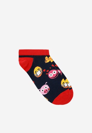 Granátovo-červené dámské bavlněné ponožky s motivem emoji 97022-85