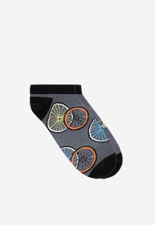 Šedé bavlnené ponožky s cyklistickým motívom 97025-80