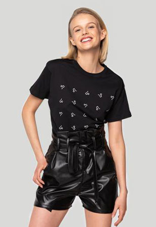 Czarna koszulka damska z logo PILAWSKI K200004-81