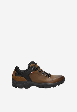 Męskie skórzane buty trekkingowe z czarnymi elementami 9377-82
