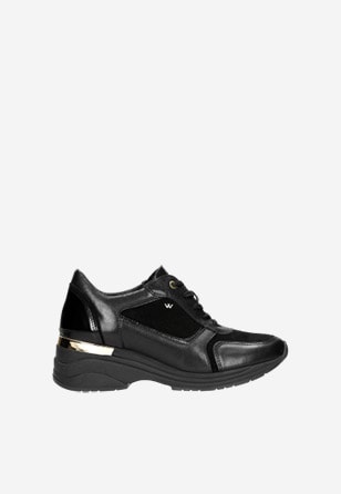 Czarne sneakersy damskie ze złotymi elementami 46115-71