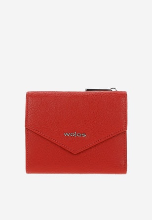 Czerwony portfel z trójkątną klapką