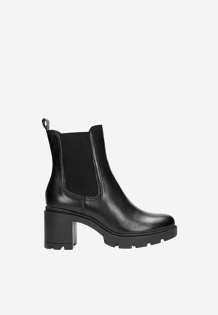 Černé kožené dámské kotníkové boty typu chelsea 55109-51