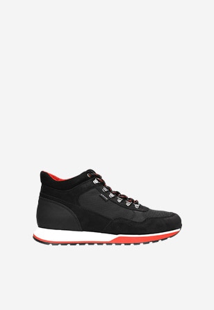 Czarne sneakersy męskie z czerwonymi elementami 24043-81