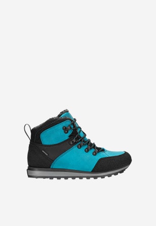 Trendy dámské kotníkové boty z modré štípané kůže 64016-87
