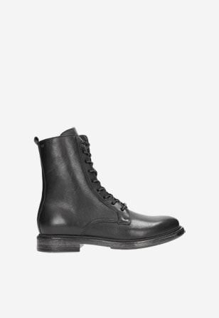 Černé pánské šněrovací boty z kvalitní hladké kůže 24036-51