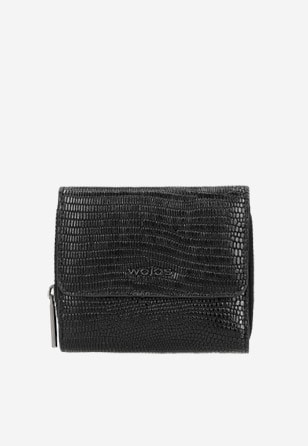Malá černá dámská peněženka s efektem hadí kůže