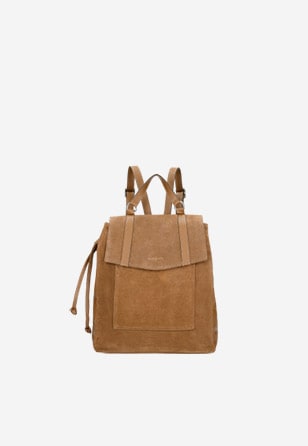 Béžový městský batoh dámský z velurové kůže 80231-73