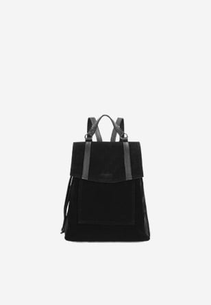 Městský batoh dámský z černé velurové kůže 80231-71
