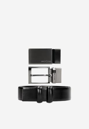 Kožený černý pánský pásek s automatickou přezkou 95901-51