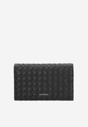 Černá kožená dámská peněženka s pleteným efektem 91054-51