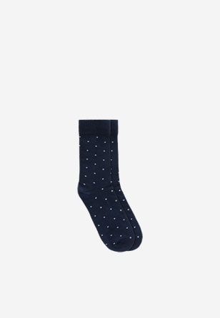 Modré bavlněné dámské ponožky s motivem puntíků 97040-86