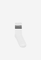 Bílé bavlněné ponožky dámské s černými pruhy 97026-89